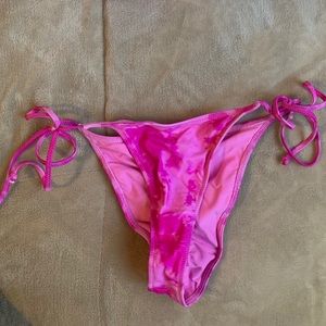 White fox bikini bottom in tie dye hot pink
